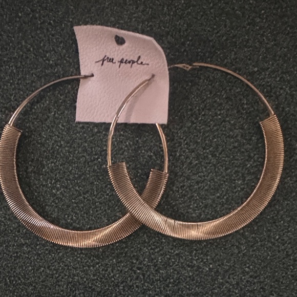 Free People Jewelry - Free People Textured Gold Hoop Earrings